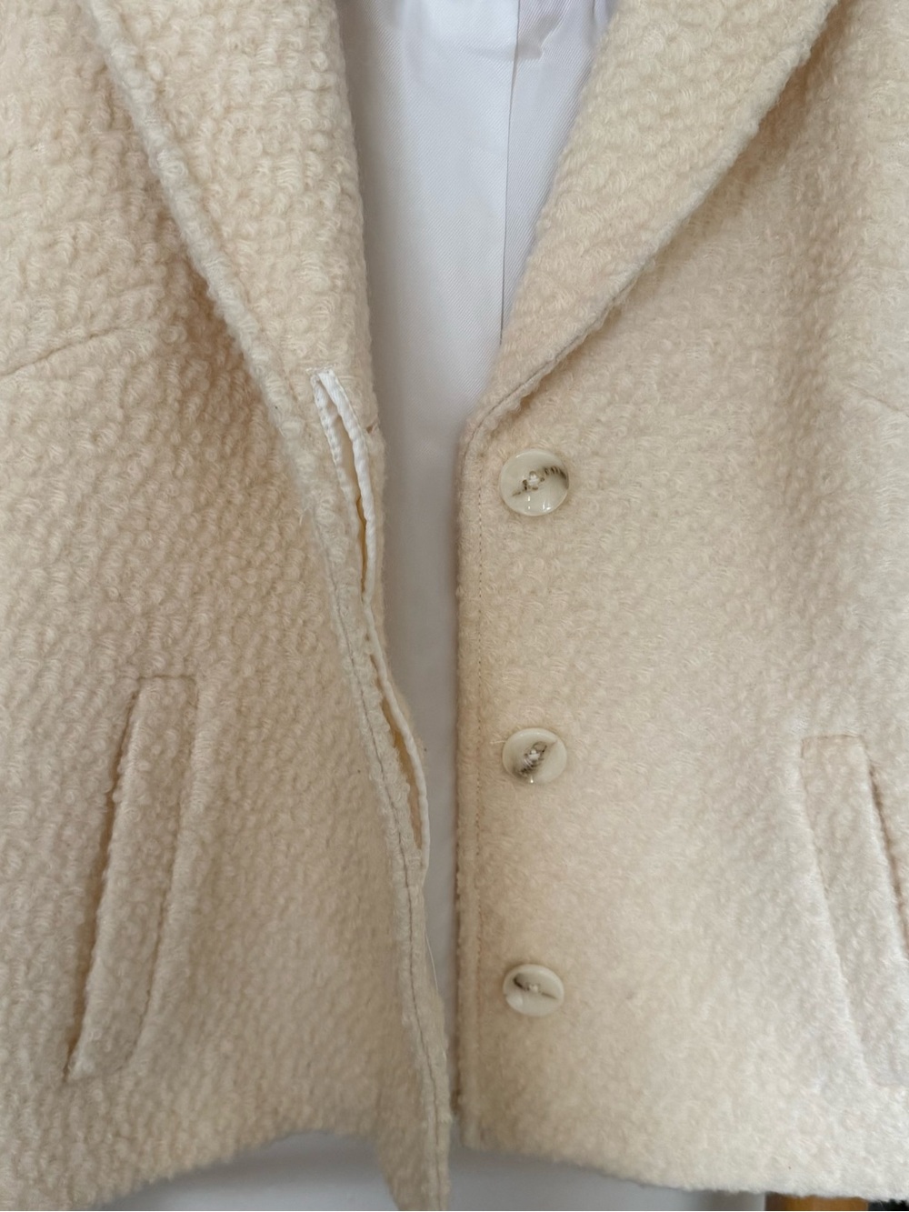 Lands' End Cream Teddy Jacket with Notched Collar - Picture 3 of 7